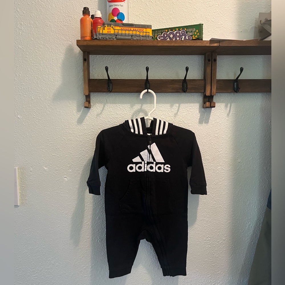 Adidas Black Unisex Hooded Coverall 6m